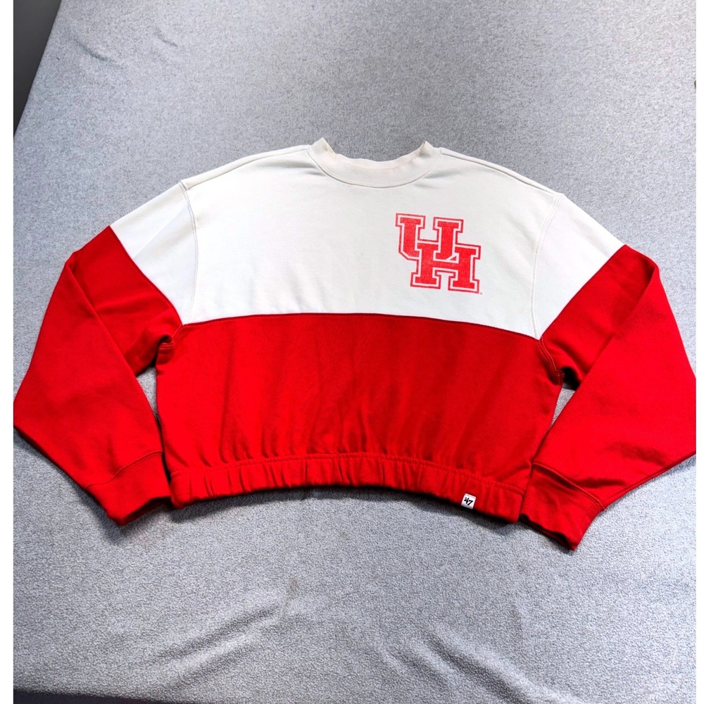 '47 Brand University Of Houston Sweatshirt Womens S Red White Cropped Logo NCAA